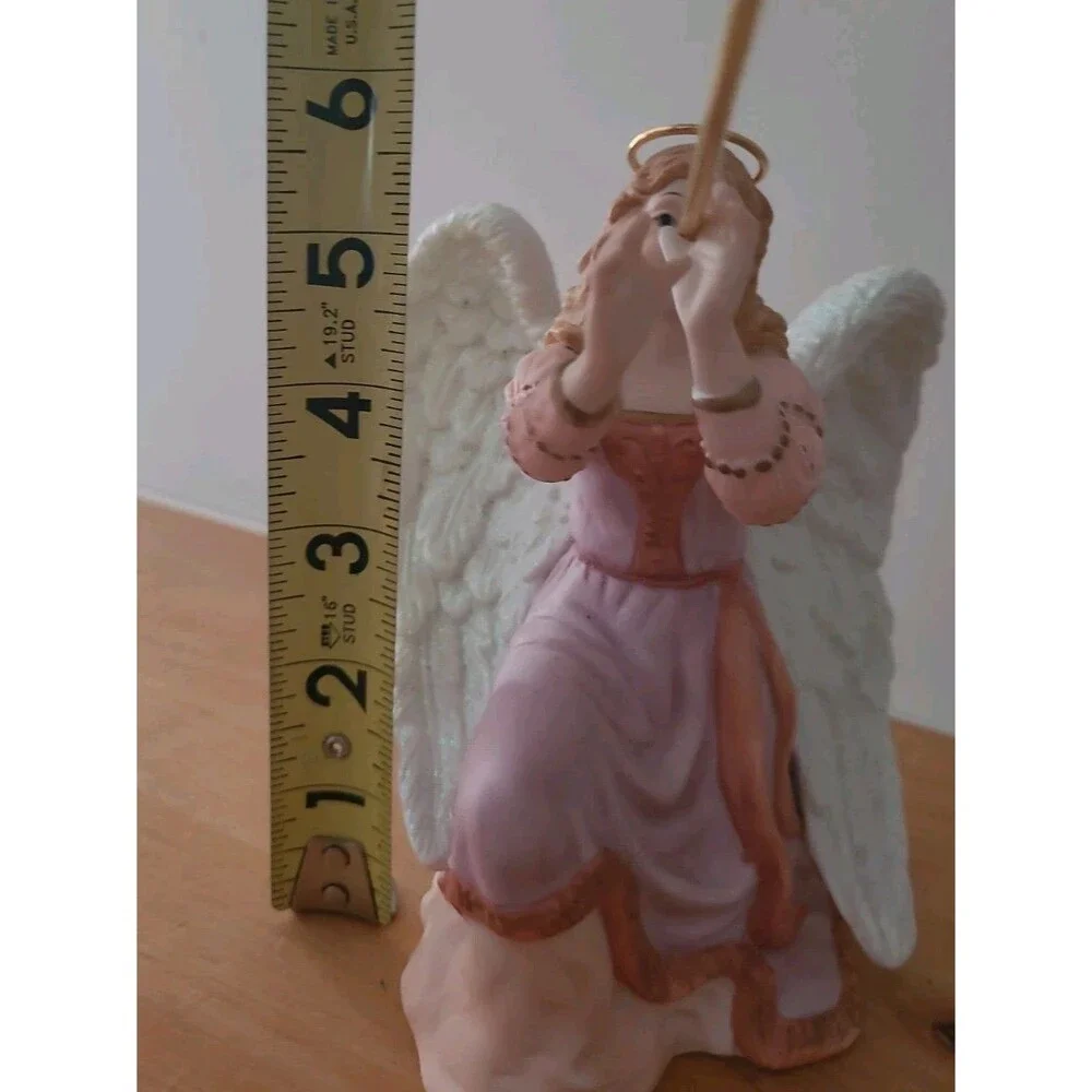 Kirkland Christmas Nativity Kneeling Angel Trumpet 1990 Vintage Replacement 2 Pc